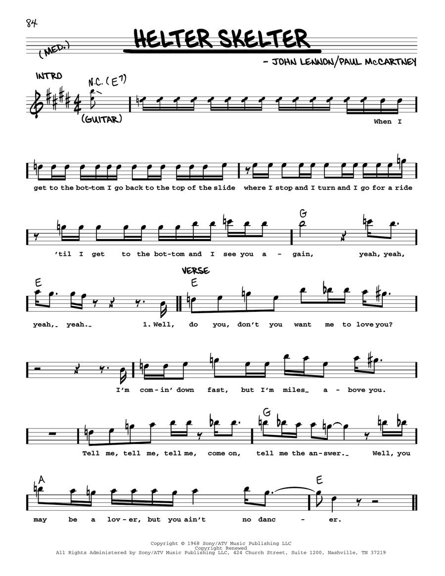 Helter Skelter [Jazz version] Voice scores gallery preview page 1