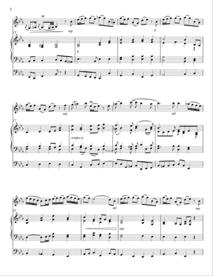 Bach - Wachet Auf, arranged for violin solo and organ String Duet scores gallery preview page 2
