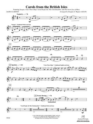 Carols from the British Isles: 2nd B-flat Clarinet