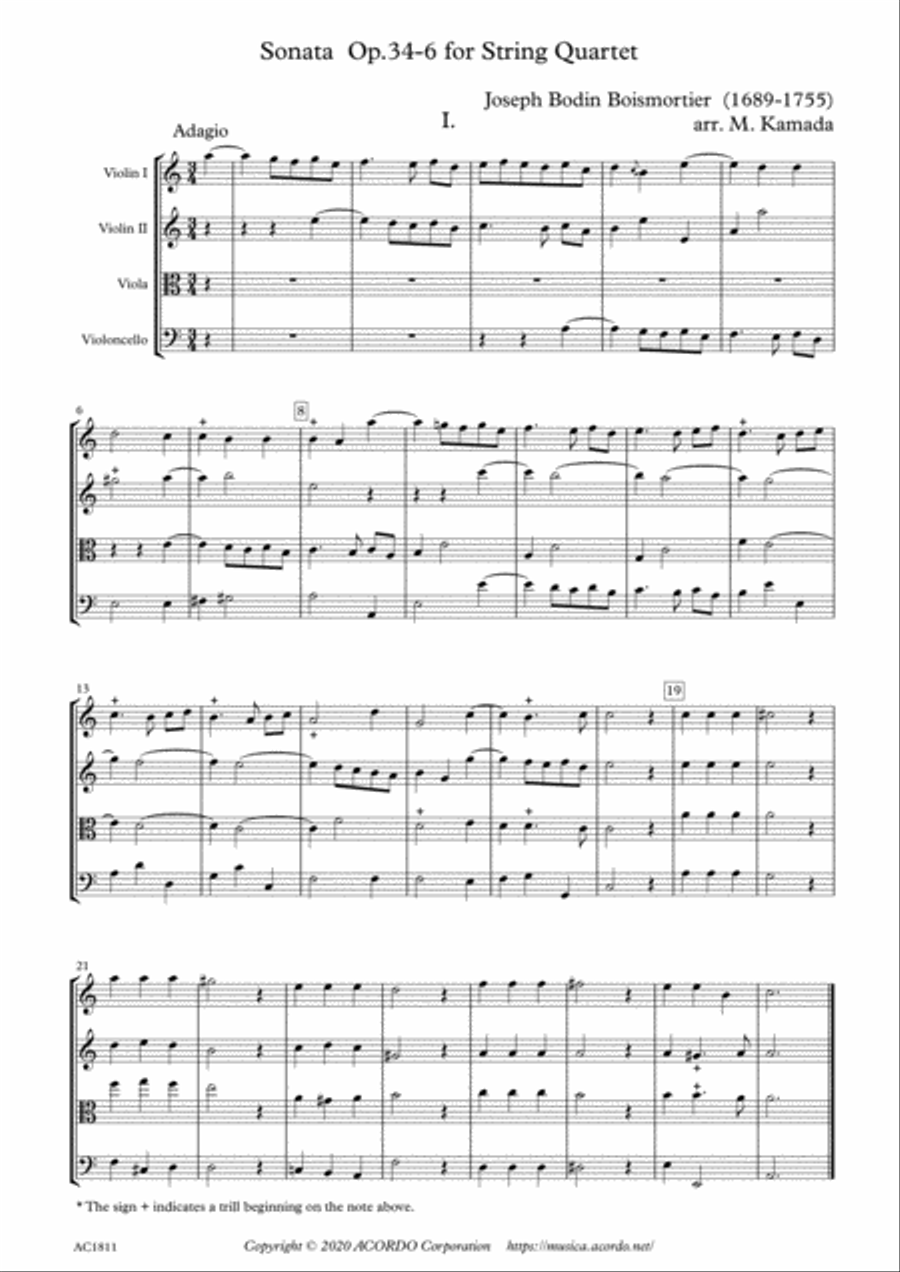 Sonata Op.34-6 for String Quartet String Quartet scores gallery preview page 1