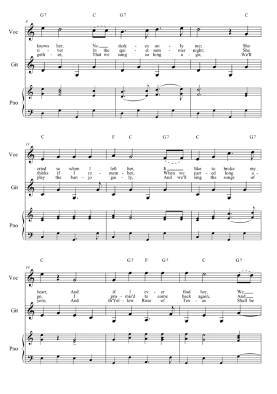 Yellow Rose of Texas Soprano Voice scores gallery preview page 2