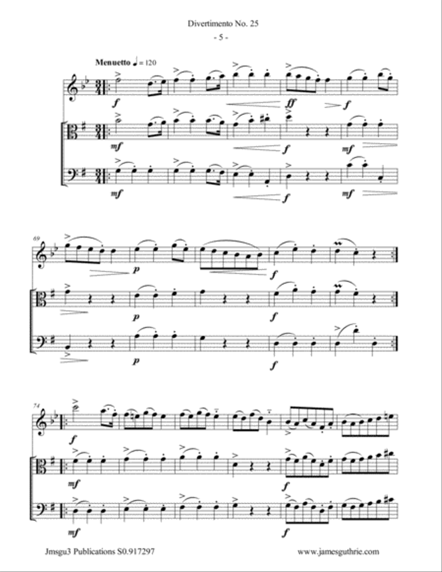 Haydn: Divertimento No. 25 Trio for Oboe d'Amore, Viola & Cello Oboe scores gallery preview page 5