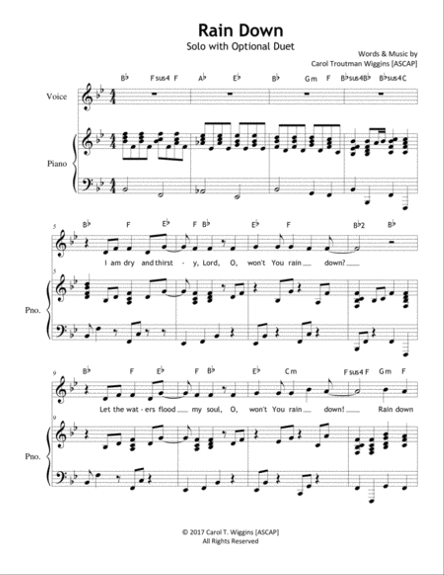 Rain Down (Solo Arrangement) Vocal Duet scores gallery preview page 1
