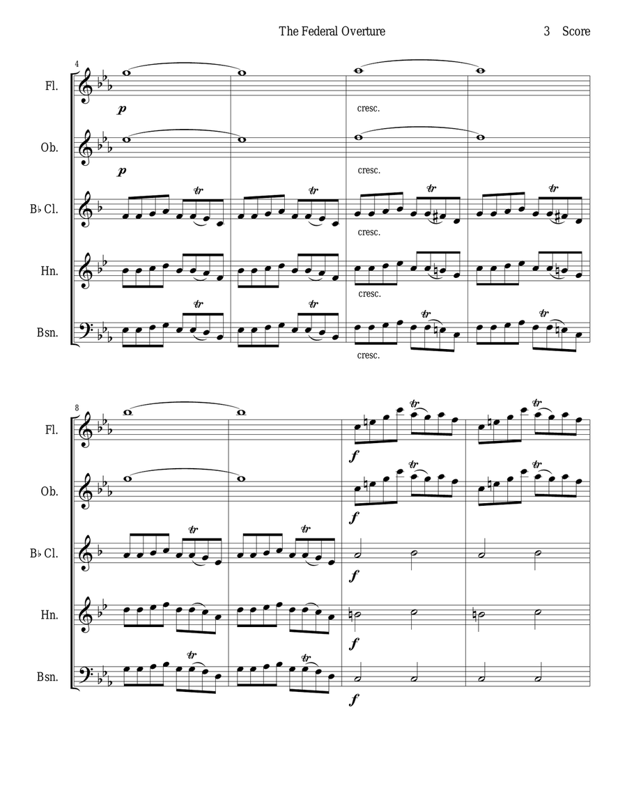 1794! Federal Overture for Woodwind Quintet Woodwind Quintet scores gallery preview page 3