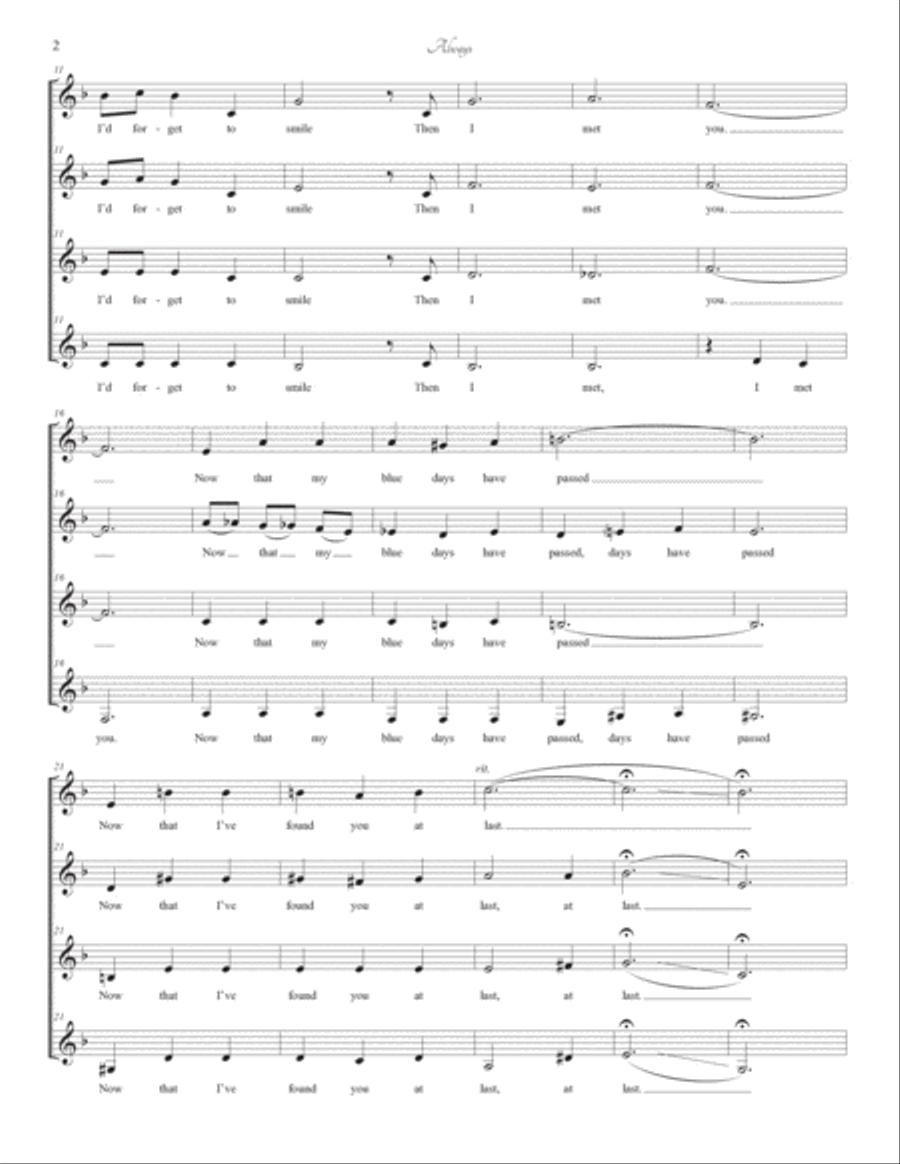 Always (Irving Berlin) for SSAA a cappella SSAA scores gallery preview page 2