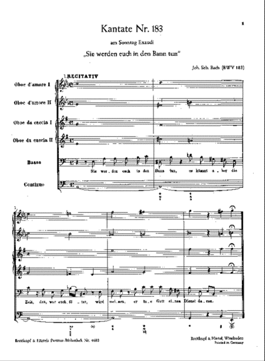 Cantata BWV 183 “Sie werden euch in den Bann tun” 4-Part scores gallery preview page 2