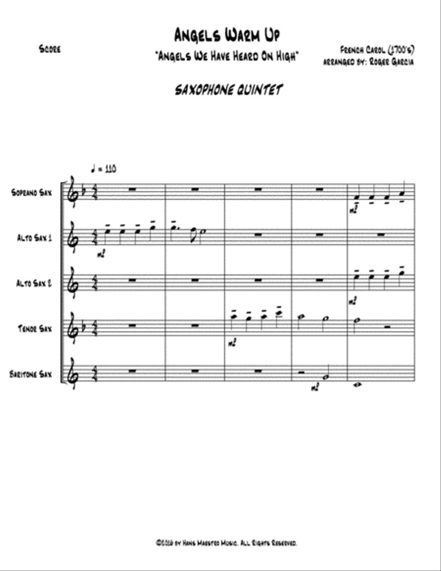 Angels Warm Up (Angels We Have Heard On High) Woodwind Quintet scores gallery preview page 2