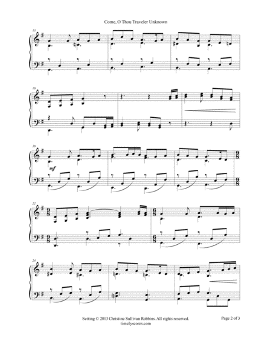 Come, O Thou Traveler Unknown Piano Solo scores gallery preview page 2