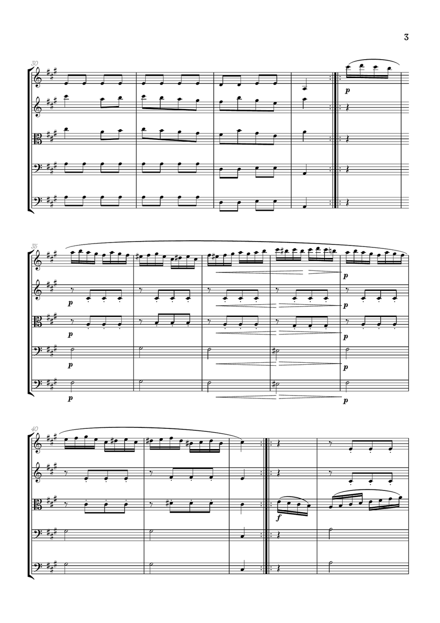 Rondo Alla Turca (Turkish March) | String Quintet sheet music String Orchestra scores gallery preview page 3