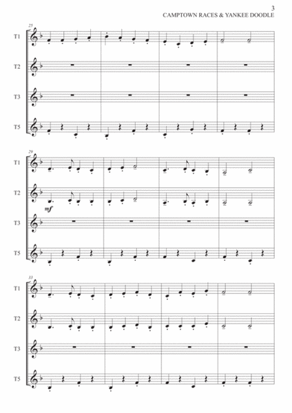 Camptown Races & Yankee Doodle Dandy medley - Trumpet quartet image number null