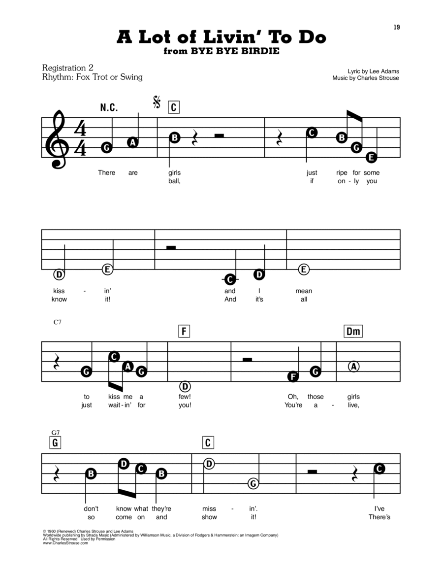 A Lot Of Livin' To Do (from Bye Bye Birdie) Electronic Keyboard scores gallery preview page 1