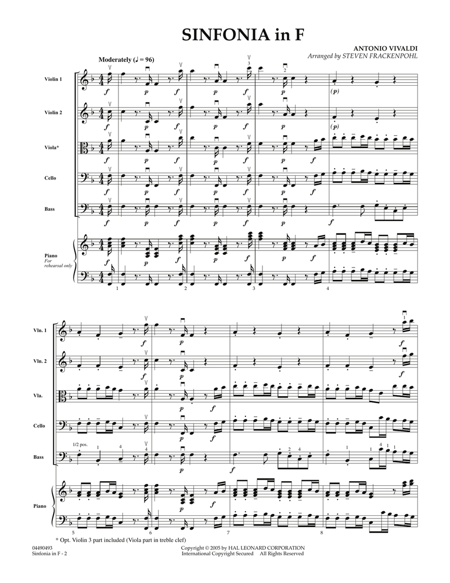 Sinfonia In F - Conductor Score (Full Score) Orchestra scores gallery preview page 2