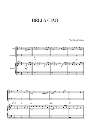 Bella Ciao with chords for Violin, Trombone and Piano