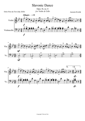 Slavonic Dance, Op. 46, no. 8 - A Dvořák (Violin & Cello)