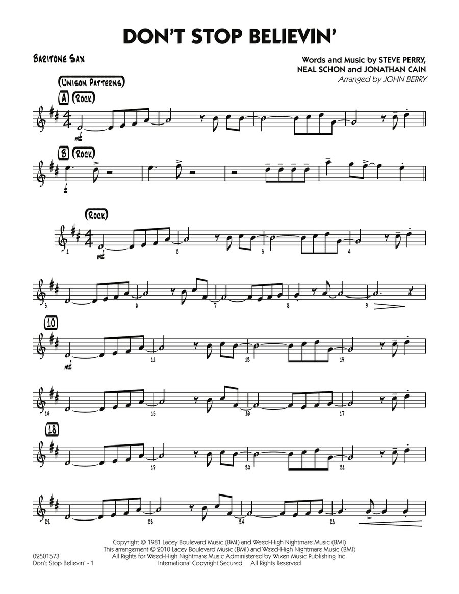 Don't Stop Believin' - Baritone Sax