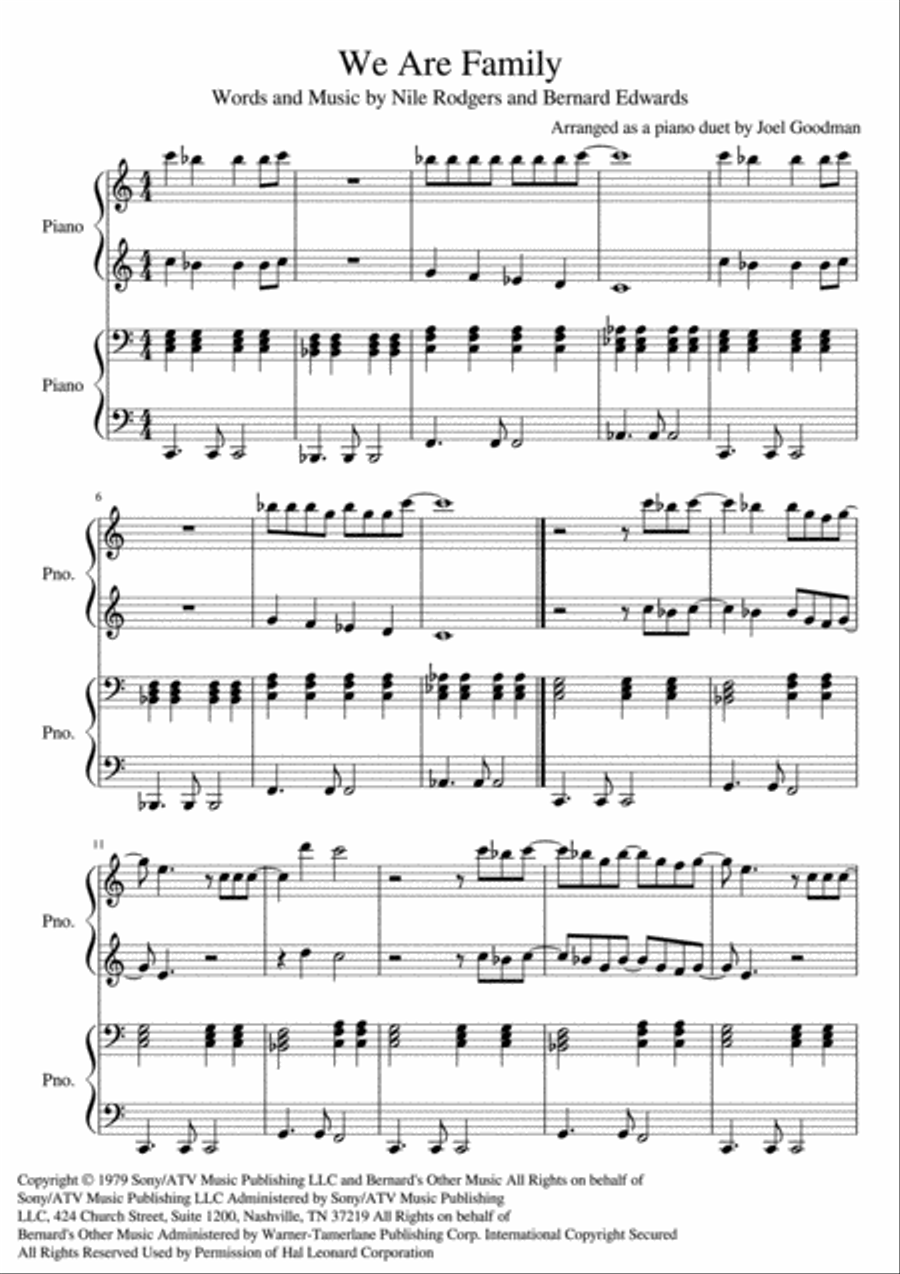 We Are Family Piano scores gallery preview page 1