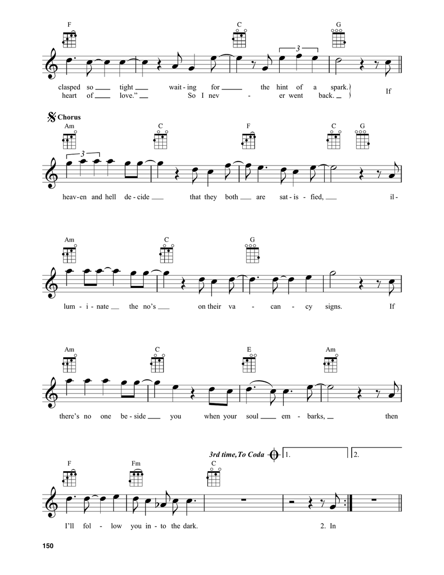 I Will Follow You Into The Dark Baritone Ukulele scores gallery preview page 2