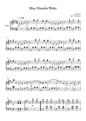 Blue Danube Waltz, Johann Strauss Jr., For Easy Piano