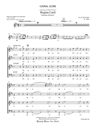 Regina Caeli (SATB Choir, Violins, Organ & opt. Timpani) - [Choral Score ONLY]