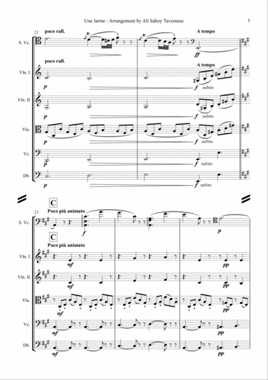 Une larme. String Orchestra scores gallery preview page 6