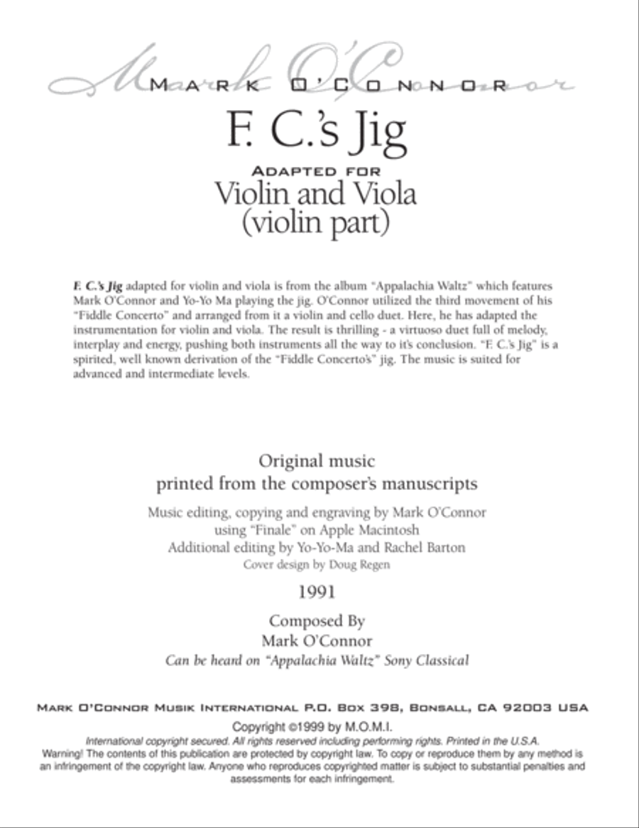 F. C.'s Jig (violin part - vln, vla) String Duet scores gallery preview page 3