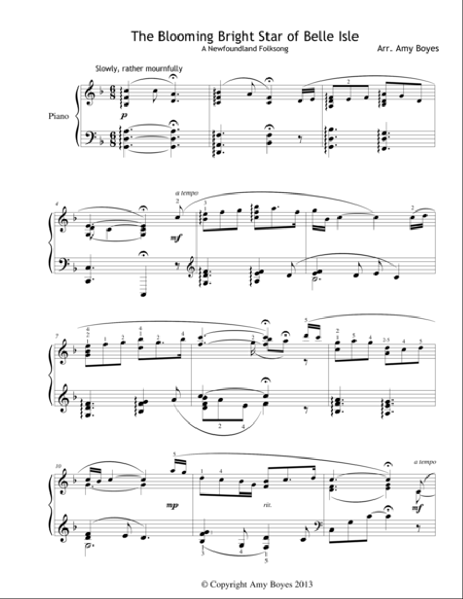 The Blooming Bright Star of Belle Isle Piano Solo scores gallery preview page 1