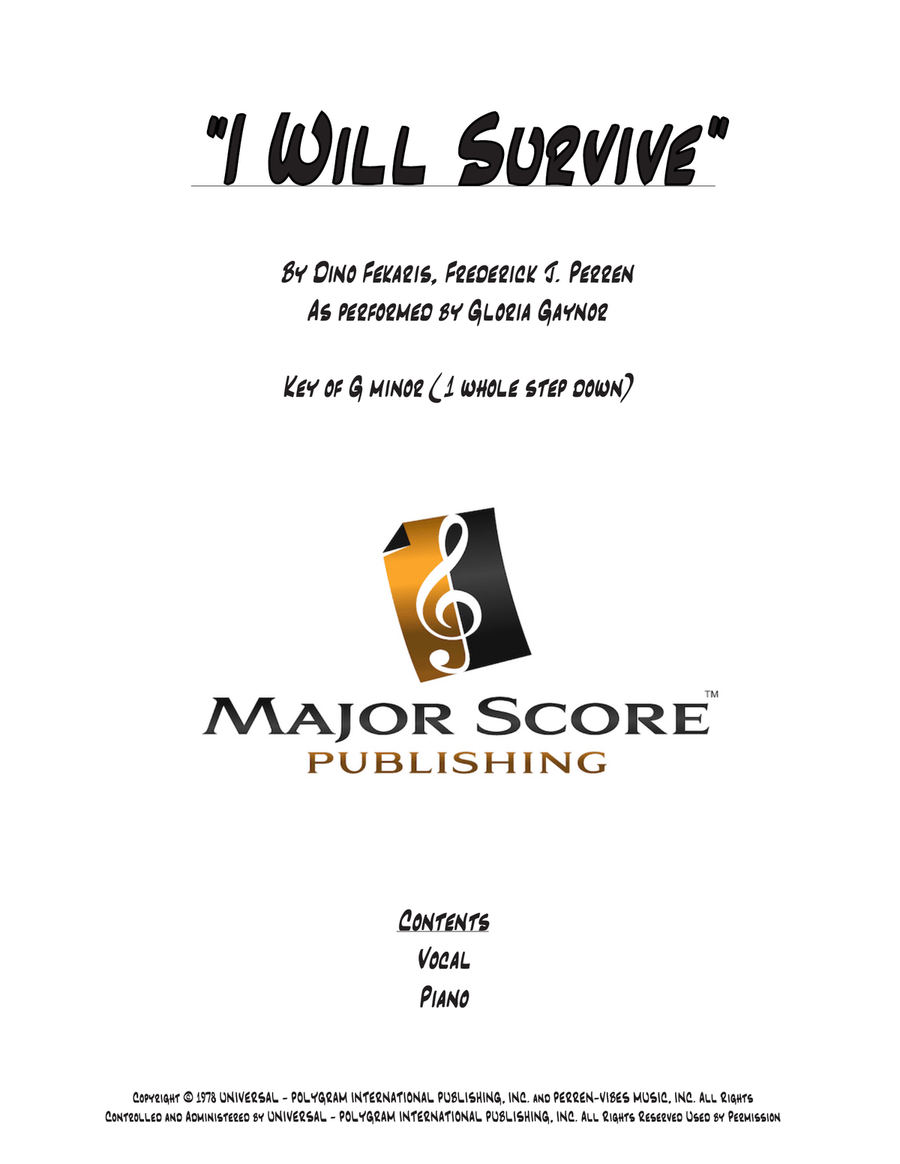 I Will Survive Piano, Vocal scores gallery preview page 1