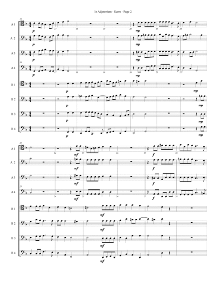 In Adjutorium for Trombone or Low Brass Octet Brass Ensemble scores gallery preview page 2