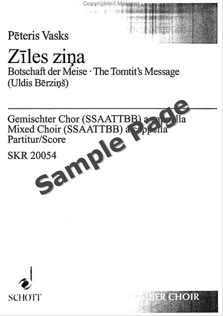 Ziles Zina: The Tomtit's Message SSAATTBB scores gallery preview page 2