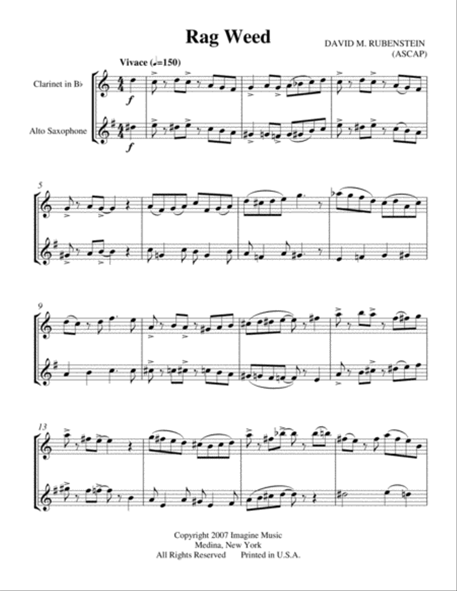 Rag Weed Rag Weed Clarinet scores gallery preview page 1