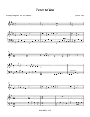 Peace to You, piano and glockenspiel arrangement