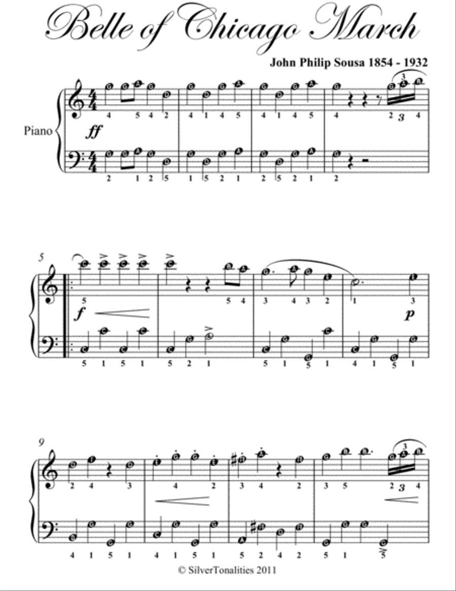 Belle of Chicago March Easy Piano Sheet Music Easy Piano scores gallery preview page 2