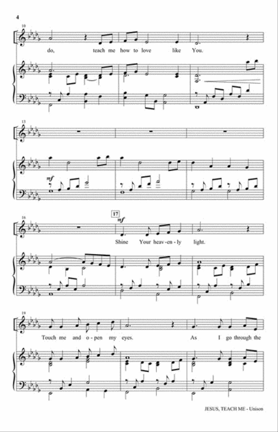 Jesus, Teach Me Unison Choir scores gallery preview page 3