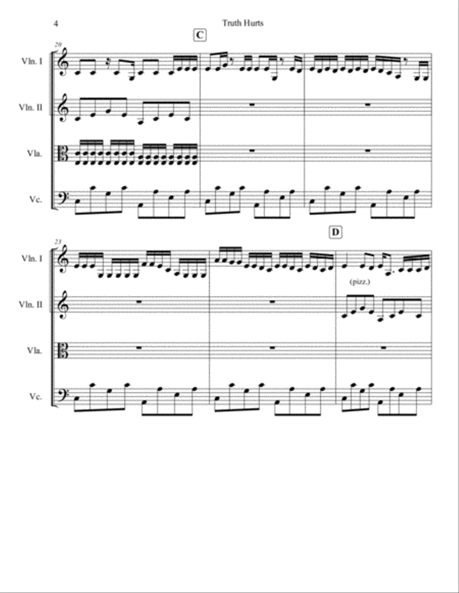 Truth Hurts String Quartet scores gallery preview page 4