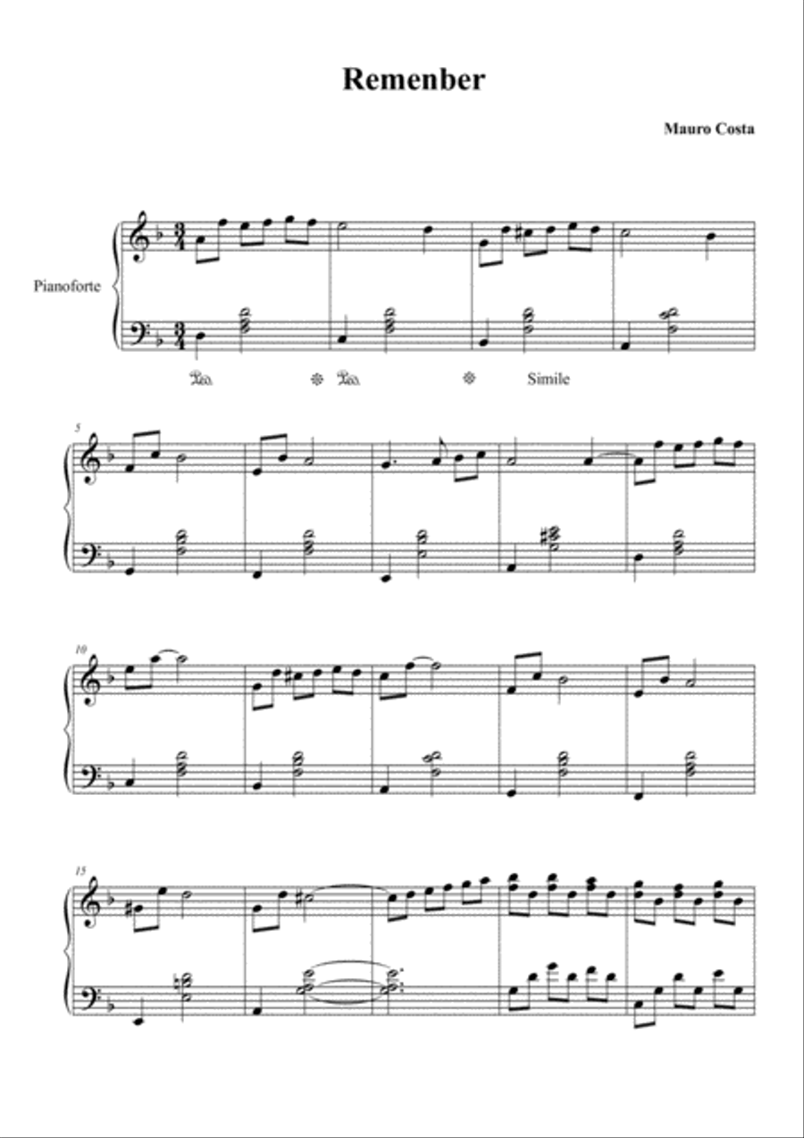 Remember Piano Solo scores gallery preview page 1