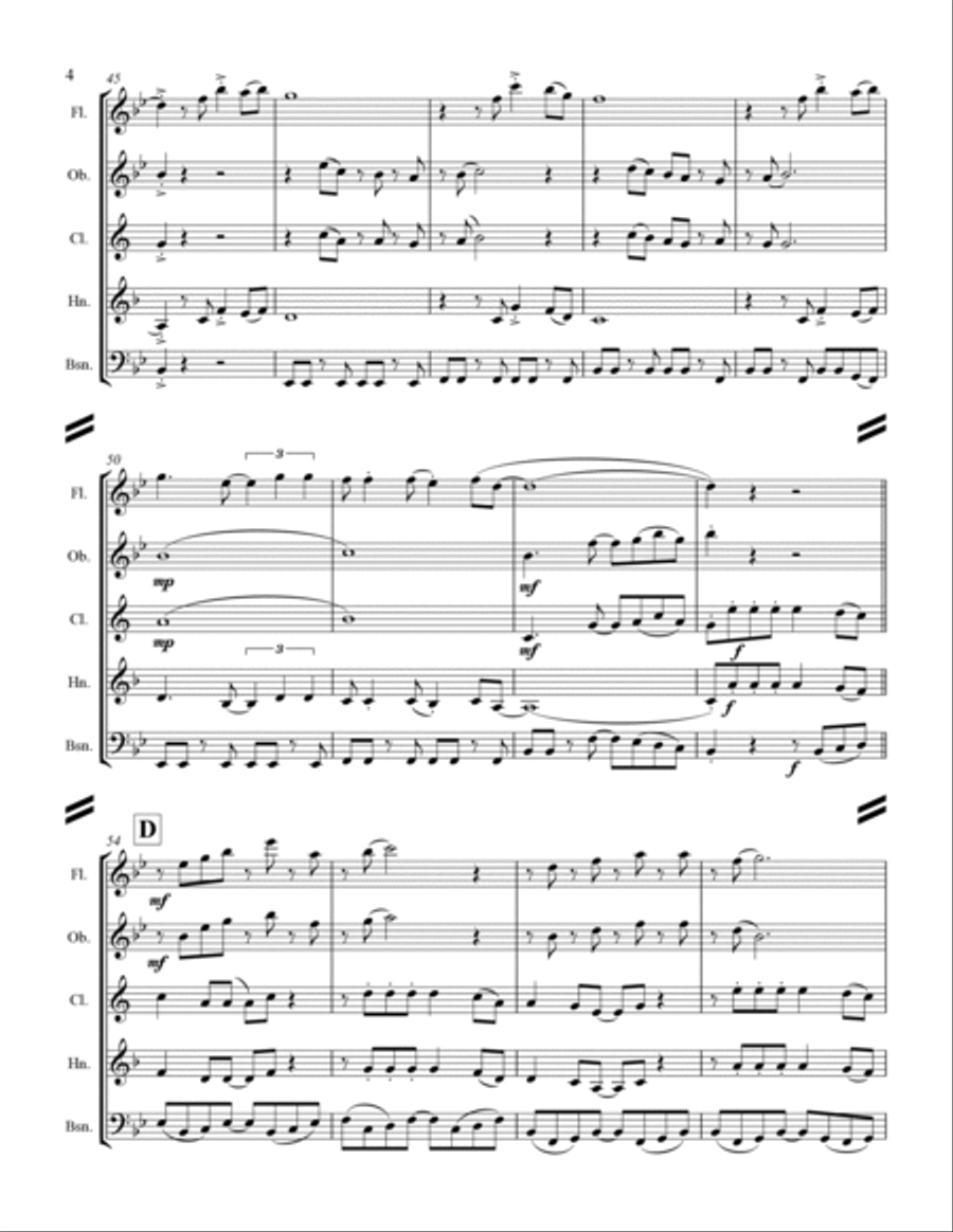 Feliz Navidad Woodwind Quintet scores gallery preview page 5