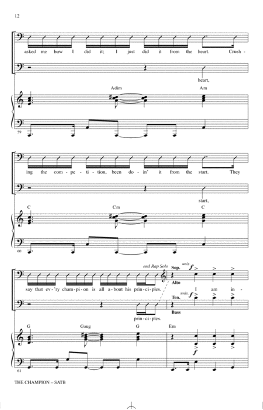 The Champion (feat. Ludacris) (arr. Mac Huff) 4-Part scores gallery preview page 11