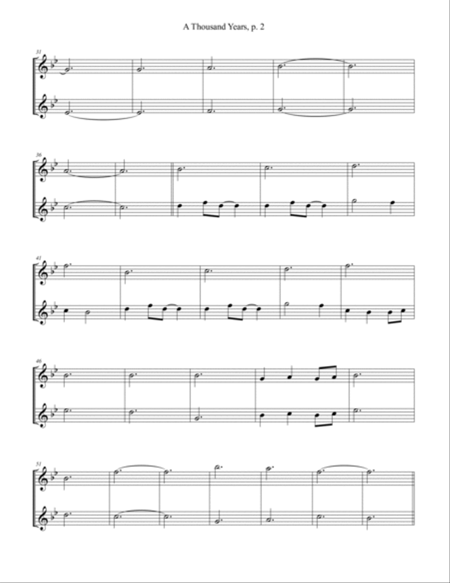 A Thousand Years Woodwind Duet scores gallery preview page 2