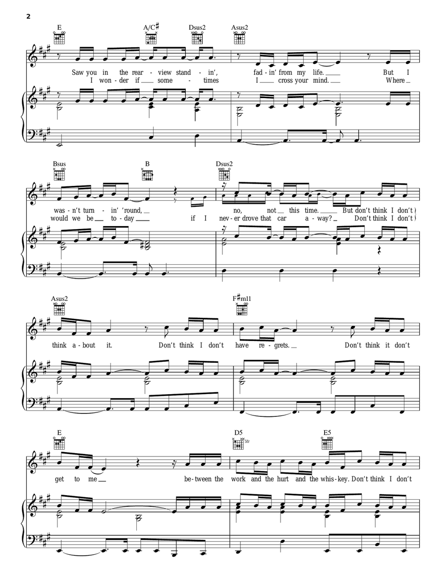 Don't Think I Don't Think About It Piano, Vocal, Guitar scores gallery preview page 2