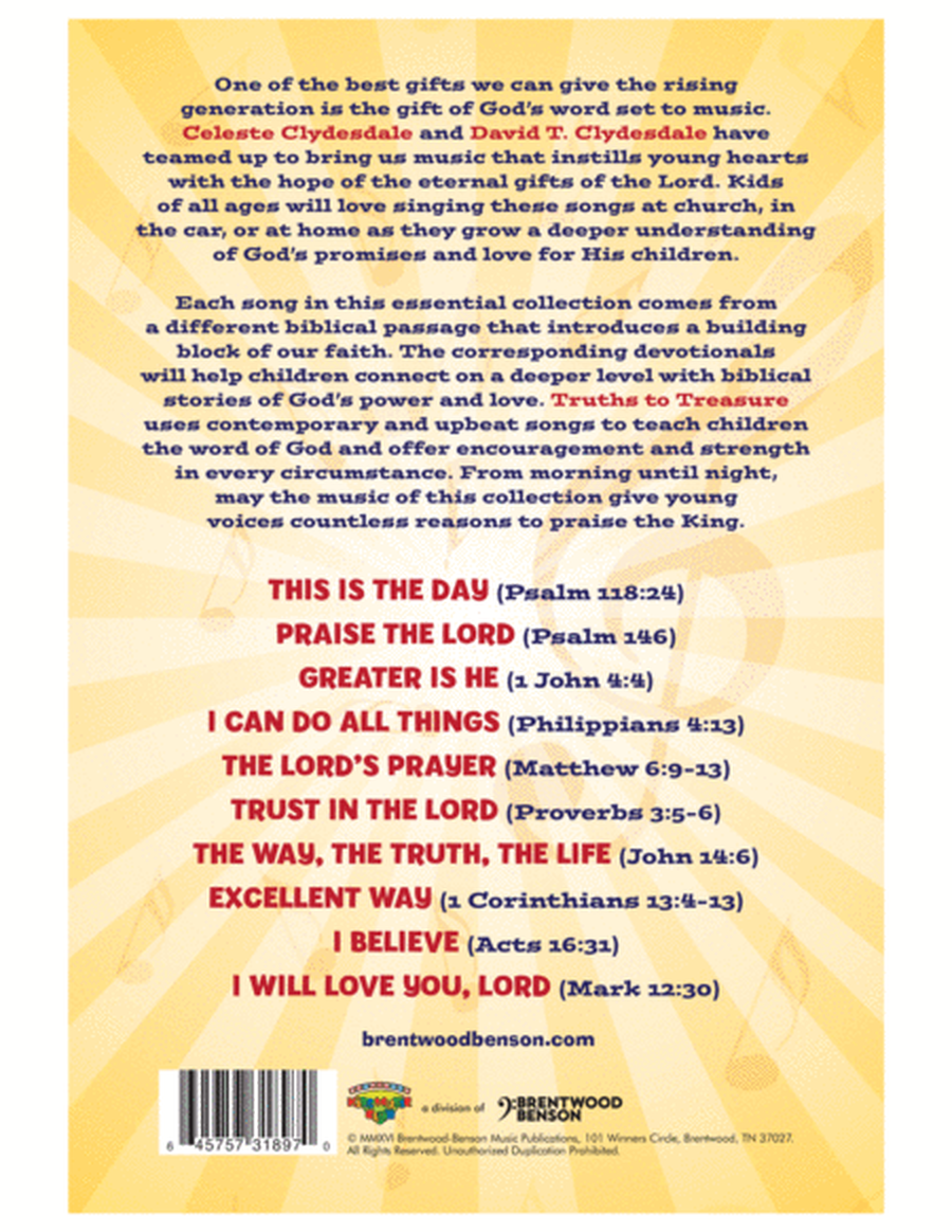 Truths to Treasure: Scripture Songs to Live By (accompaniment CD) image number null