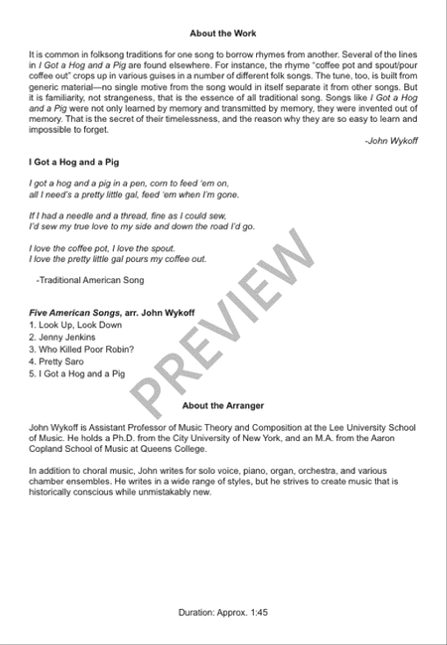 I Got a Hog and a Pig I Got a Hog and a Pig 4-Part scores gallery preview page 3