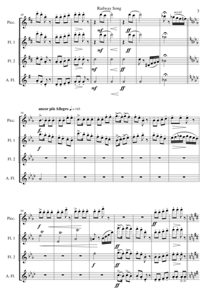 Railway Song (Auf de schwäb'sche Eisebahne) for piccolo, 2 flutes, alto flute image number null