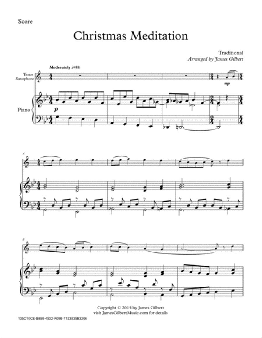 Christmas Meditation Christmas Meditation Tenor Saxophone scores gallery preview page 1