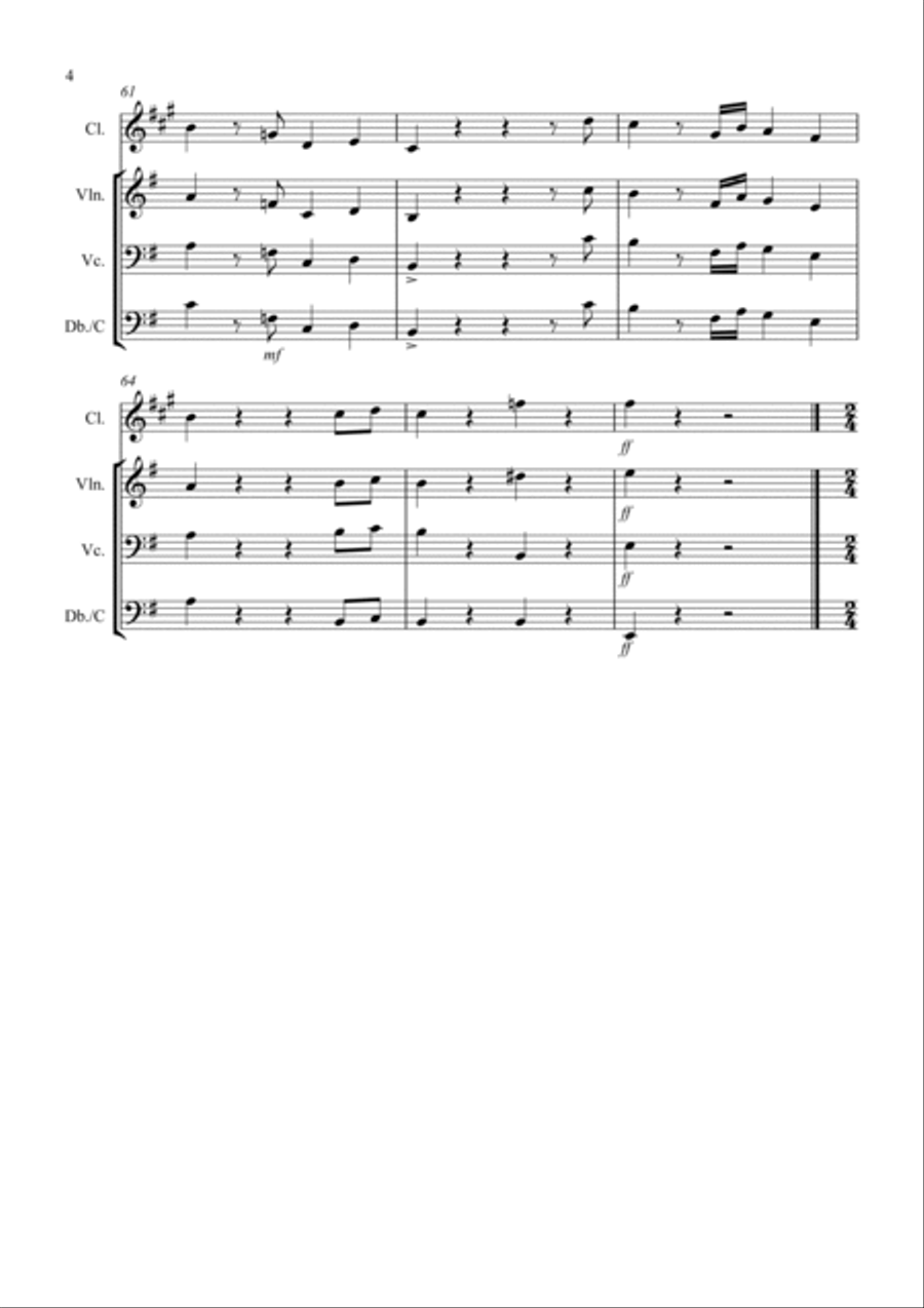 3 Halloween Pieces for Clarinet or Violin, Cello and Double Bass Trio Clarinet scores gallery preview page 4