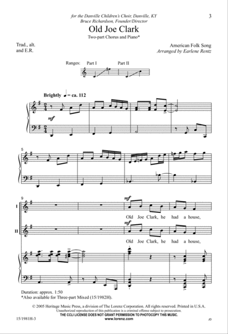 Old Joe Clark 2-Part scores gallery preview page 3