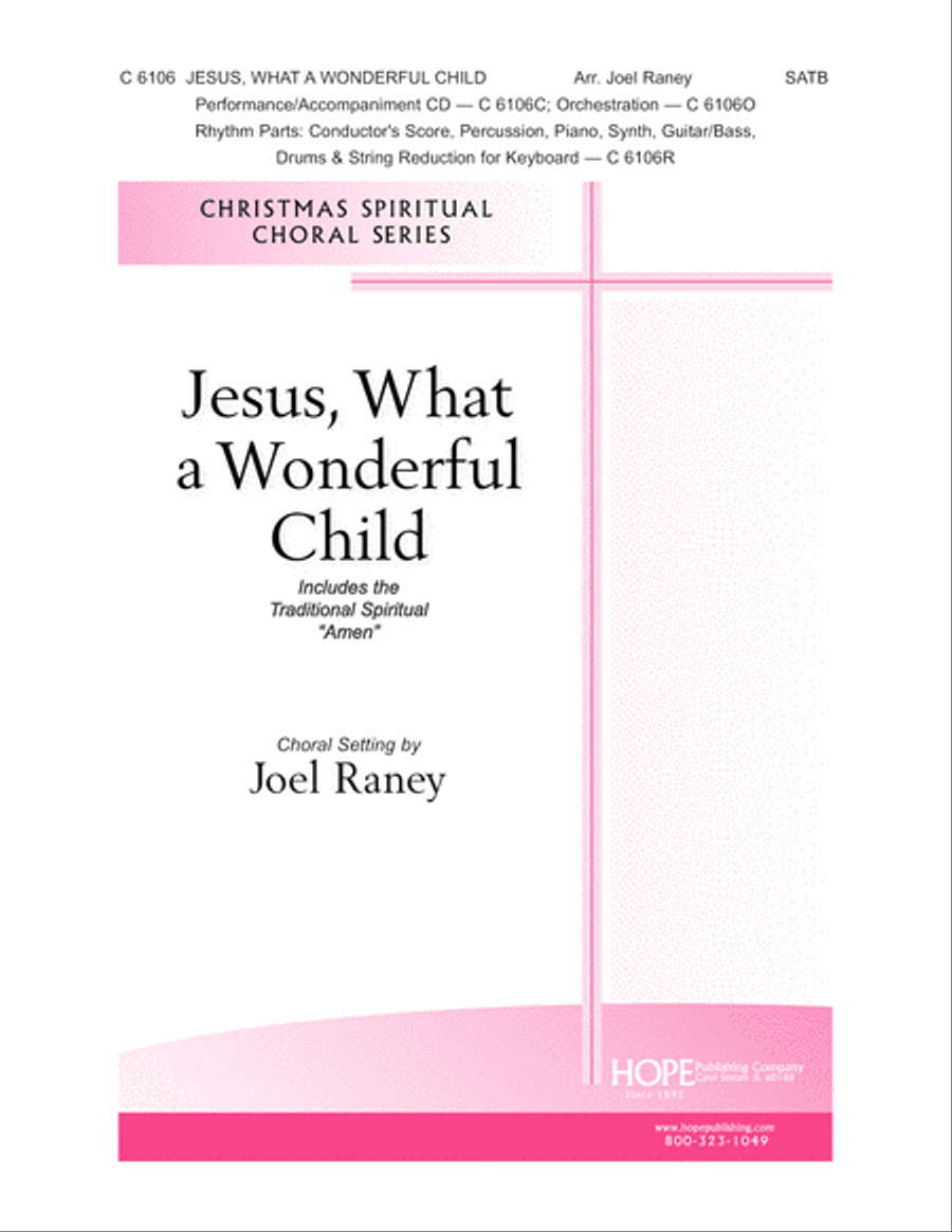 Jesus, What a Wonderful Child with Amen 4-Part scores gallery preview page 1