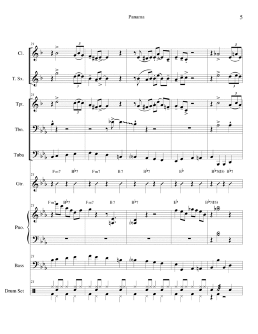 Panama for Dixieland Combo by William Henry Tyers Jazz Ensemble scores gallery preview page 6