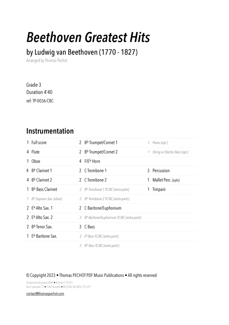Beethoven Greatest Hits Concert Band scores gallery preview page 1
