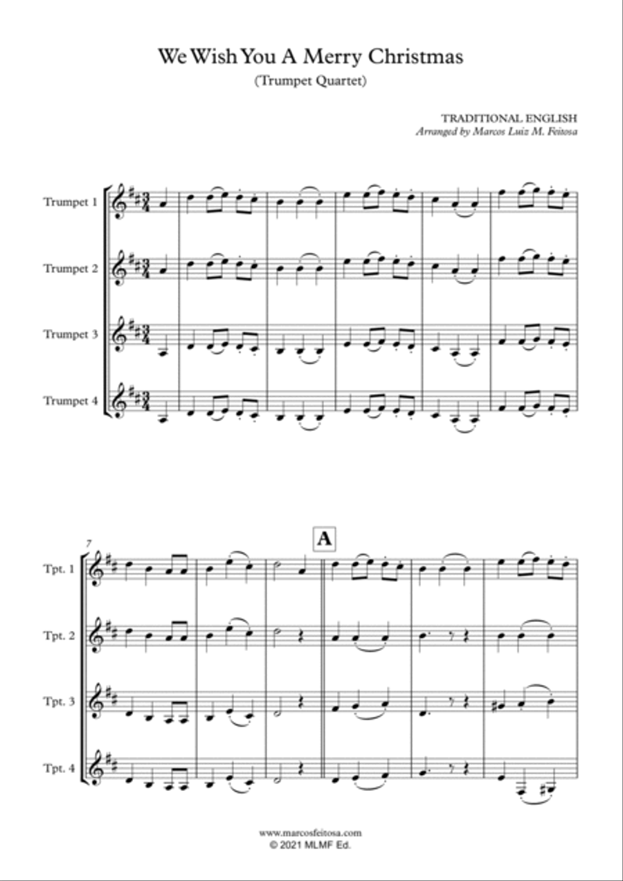 We Wish You A Merry Christmas - Trumpet Quartet Brass Ensemble scores gallery preview page 3