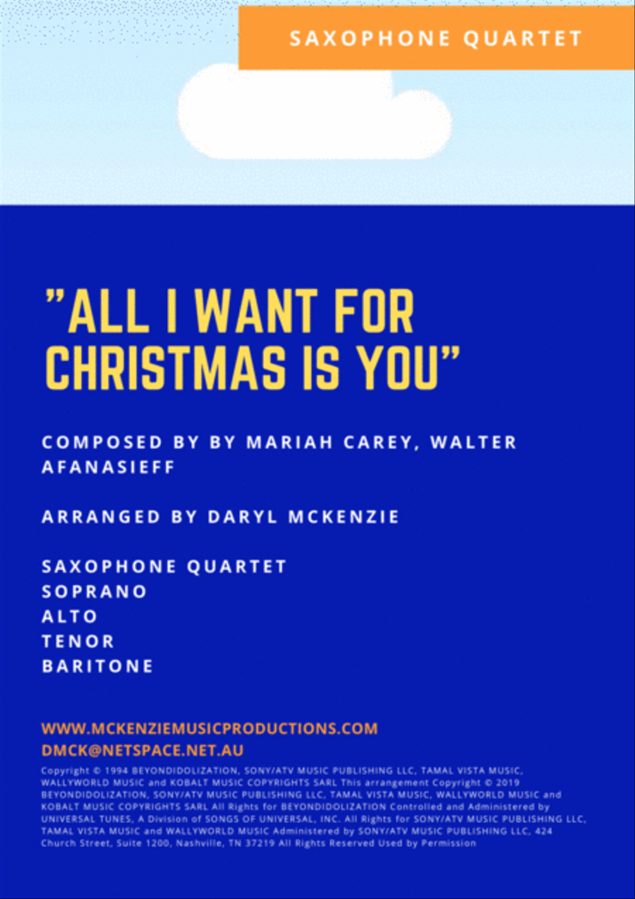 All I Want For Christmas Is You Saxophone Quartet scores gallery preview page 1